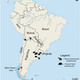 Map of Macrauchenia and another extinct species, Toxodon (Image: Westbury et al. Nature Communications)